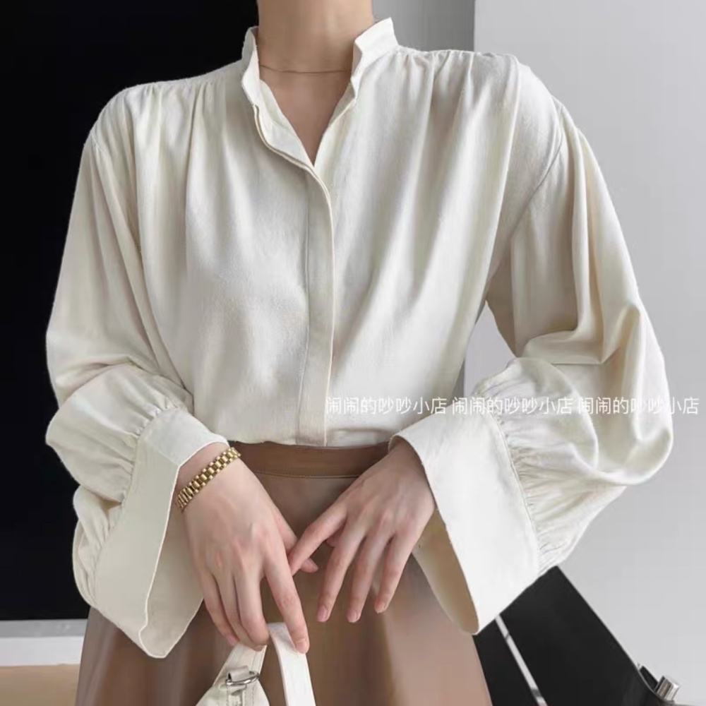 N16 Moon Leigh Light Classic Wild Silk Tussah Silk Pleated Loose-fitting Shirt